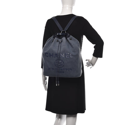Chanel Canvas Sequin Large Deauville Backpack Navy 2 of 10