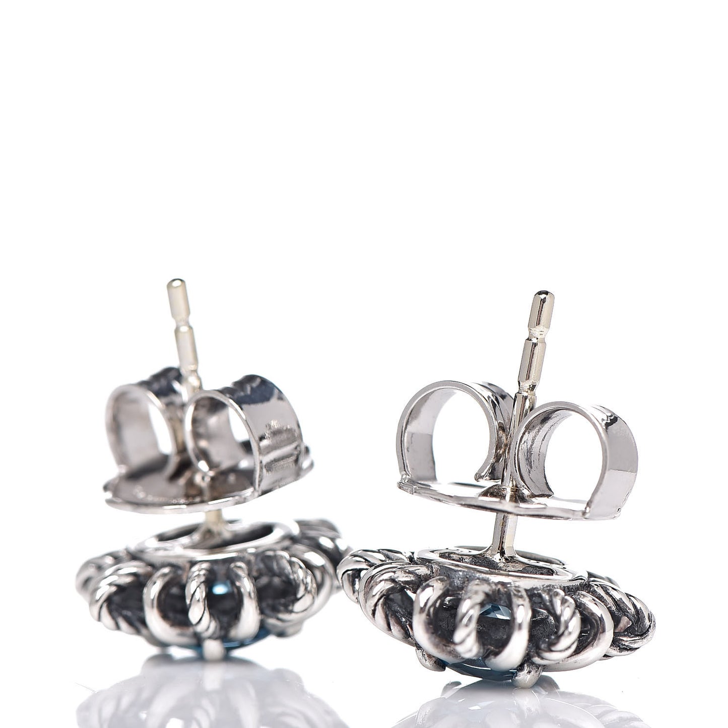 Sterling Silver Blue Topaz Starburst Stud Earrings