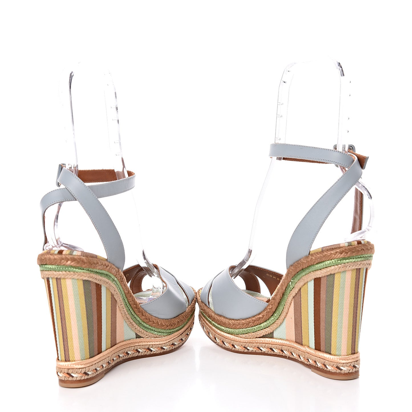 Calfskin Canvas Native Couture 1975 Espadrille Wedge Sandals 40 Sky Sorbet Multicolor