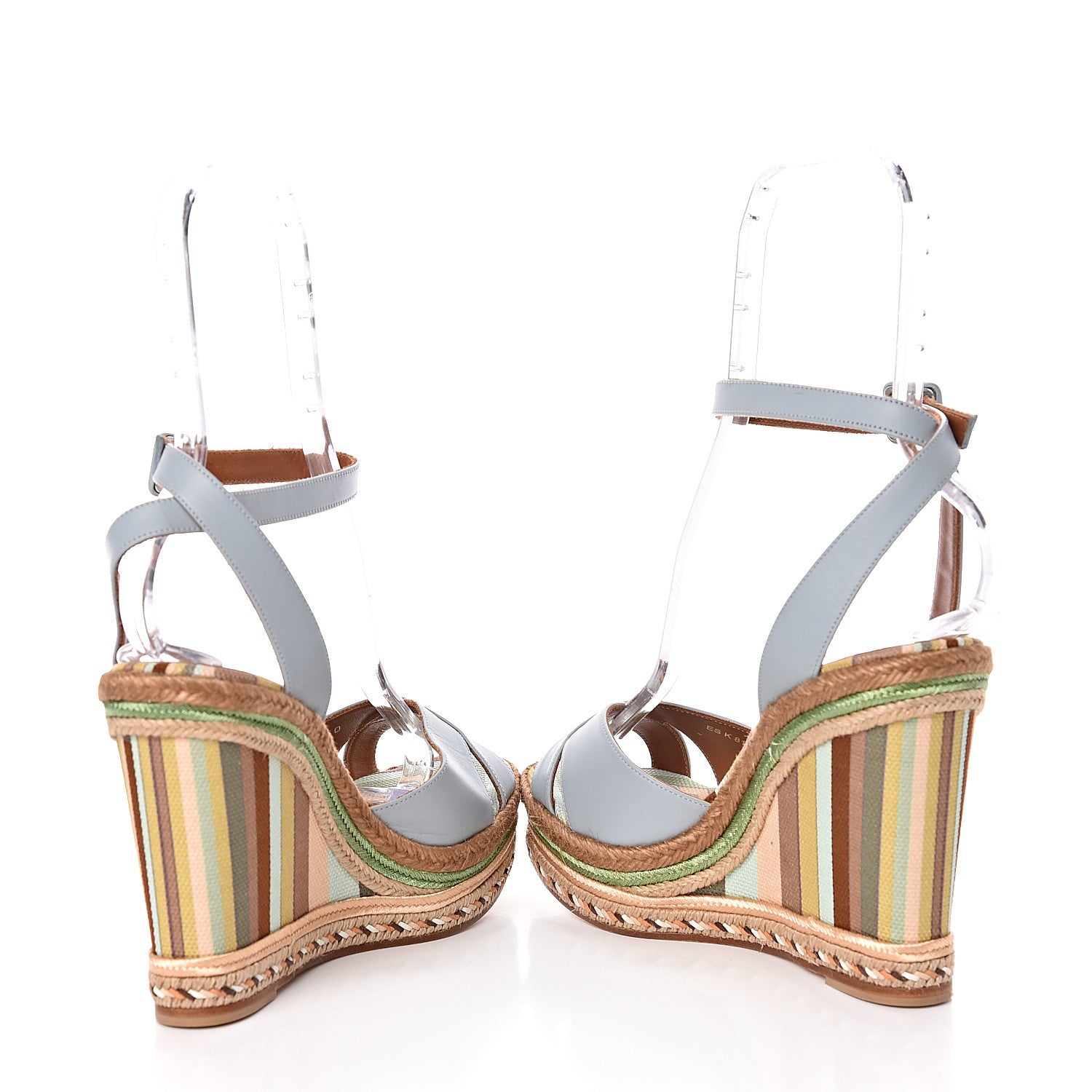 Valentino Garavani Calfskin Canvas Native Couture 1975 Espadrille Wedge Sandals 40 Sky Sorbet Multicolor 5 of 10