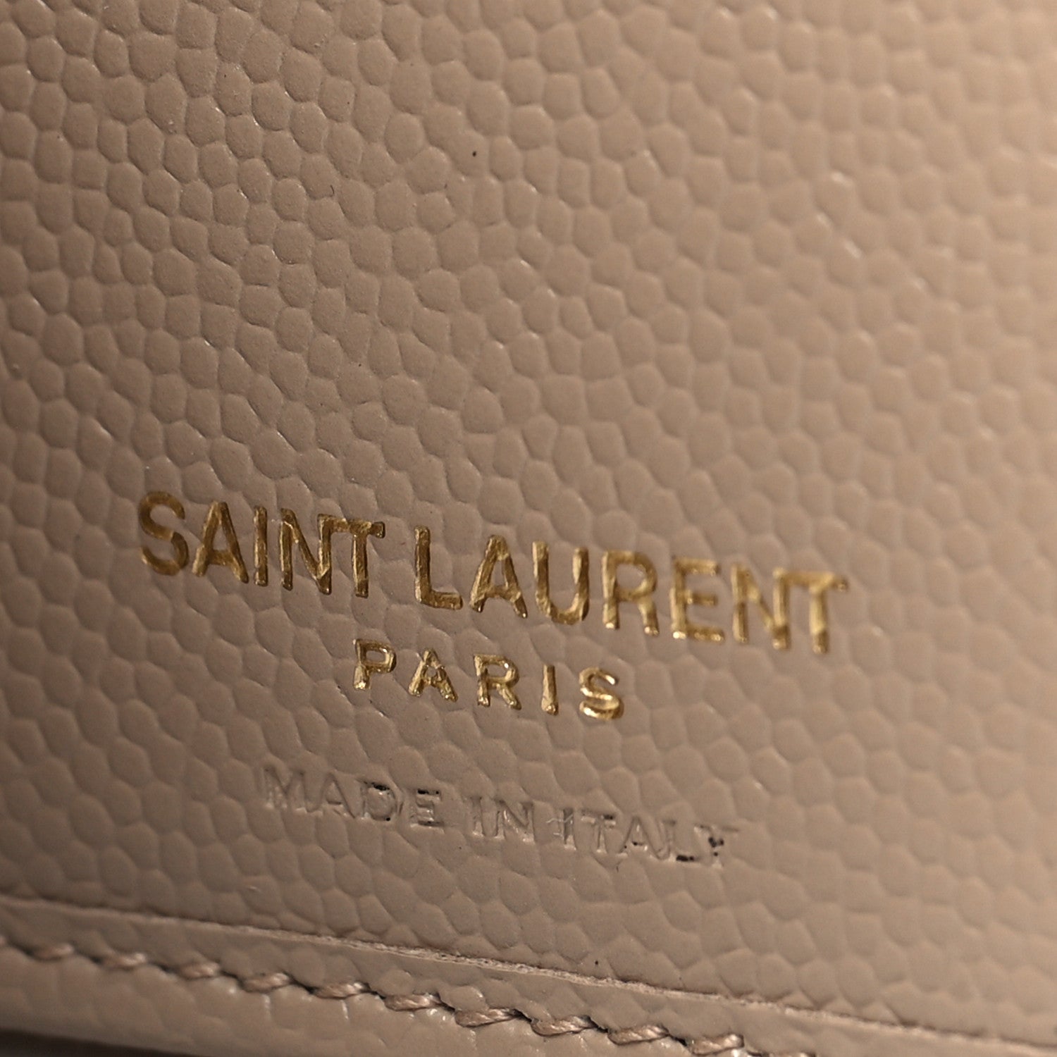 Saint Laurent Grain De Poudre Matelasse Chevron Monogram Compact Zip Around Wallet Dark Beige 6 of 7