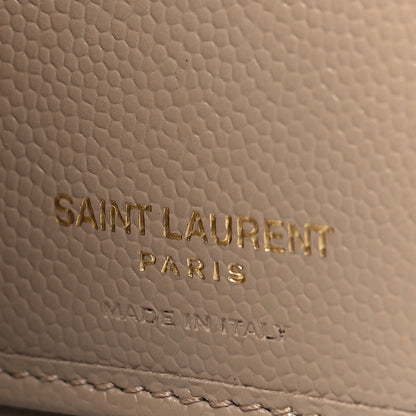 Saint Laurent Grain De Poudre Matelasse Chevron Monogram Compact Zip Around Wallet Dark Beige 6 of 7