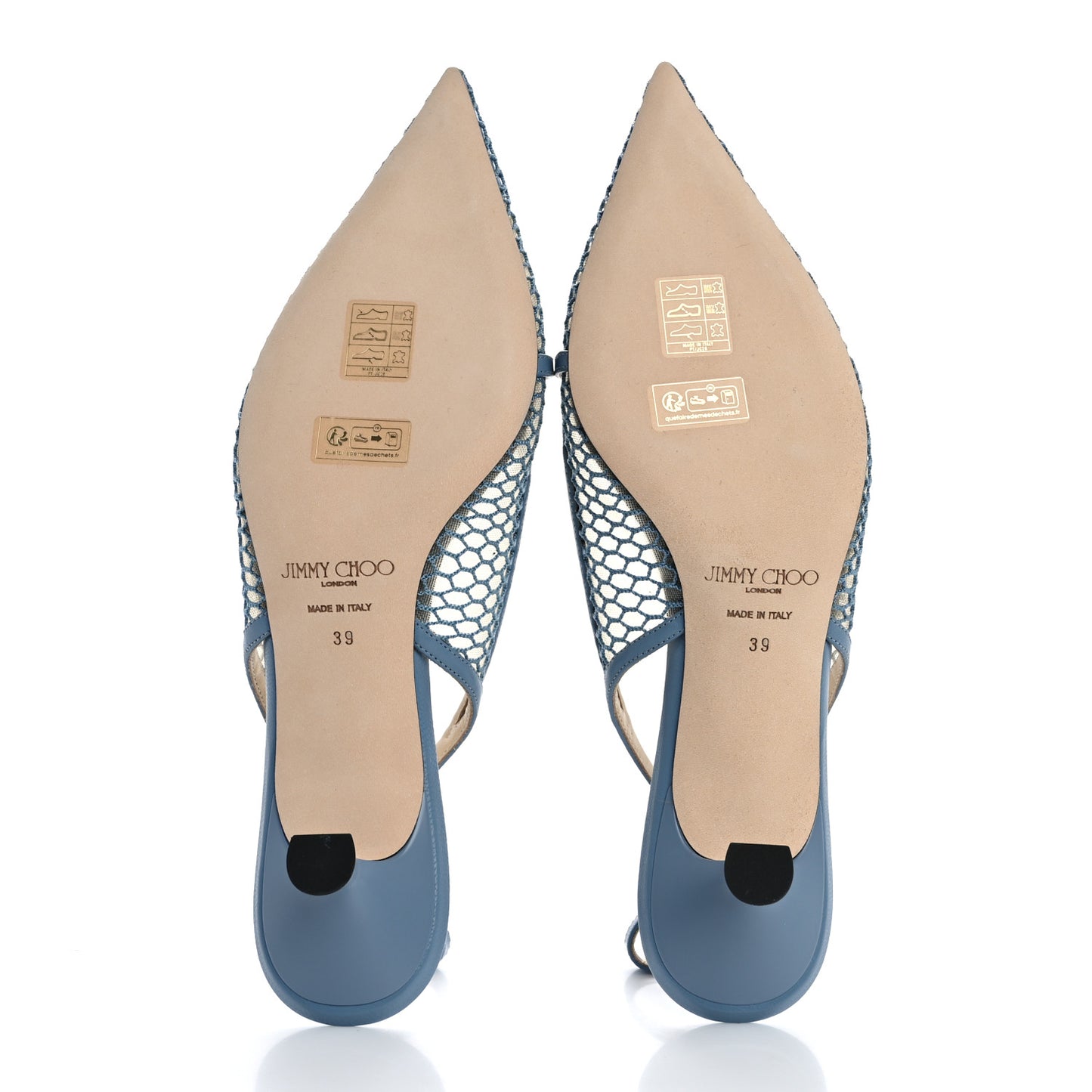 Fishnet Mesh Nappa Amita 45 Slingback Pumps 39 Smoky Blue