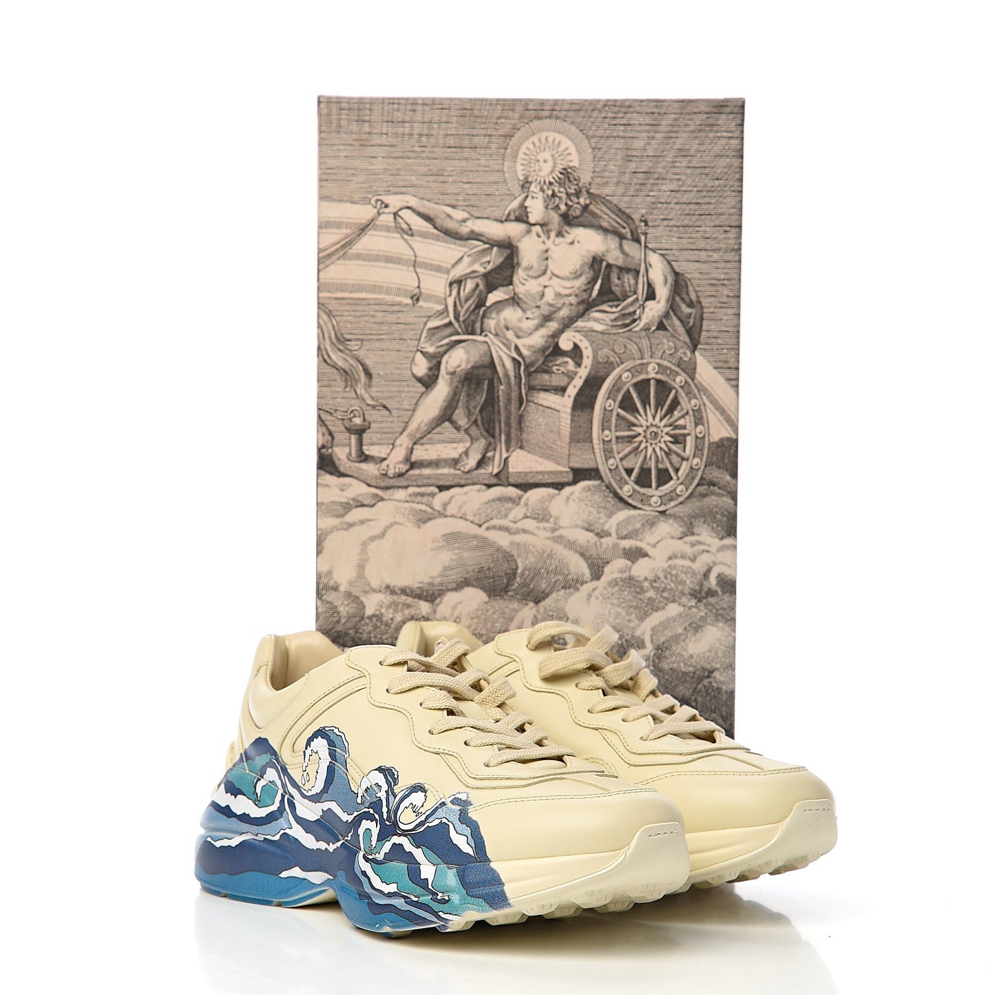 Calfskin Wave Printed Womens Rhyton Sneakers 38 Mystic Ivory