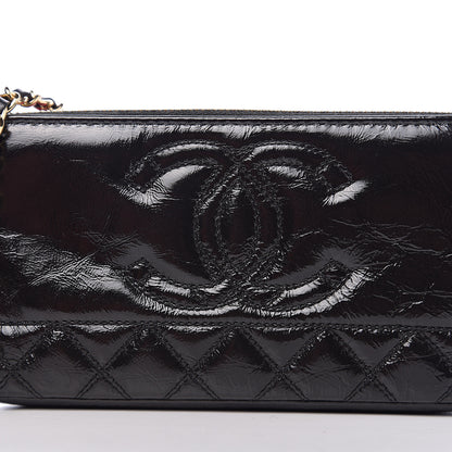 Chanel Glazed Aged Calfskin Quilted CC Small Clutch With Chain Black 9 of 10