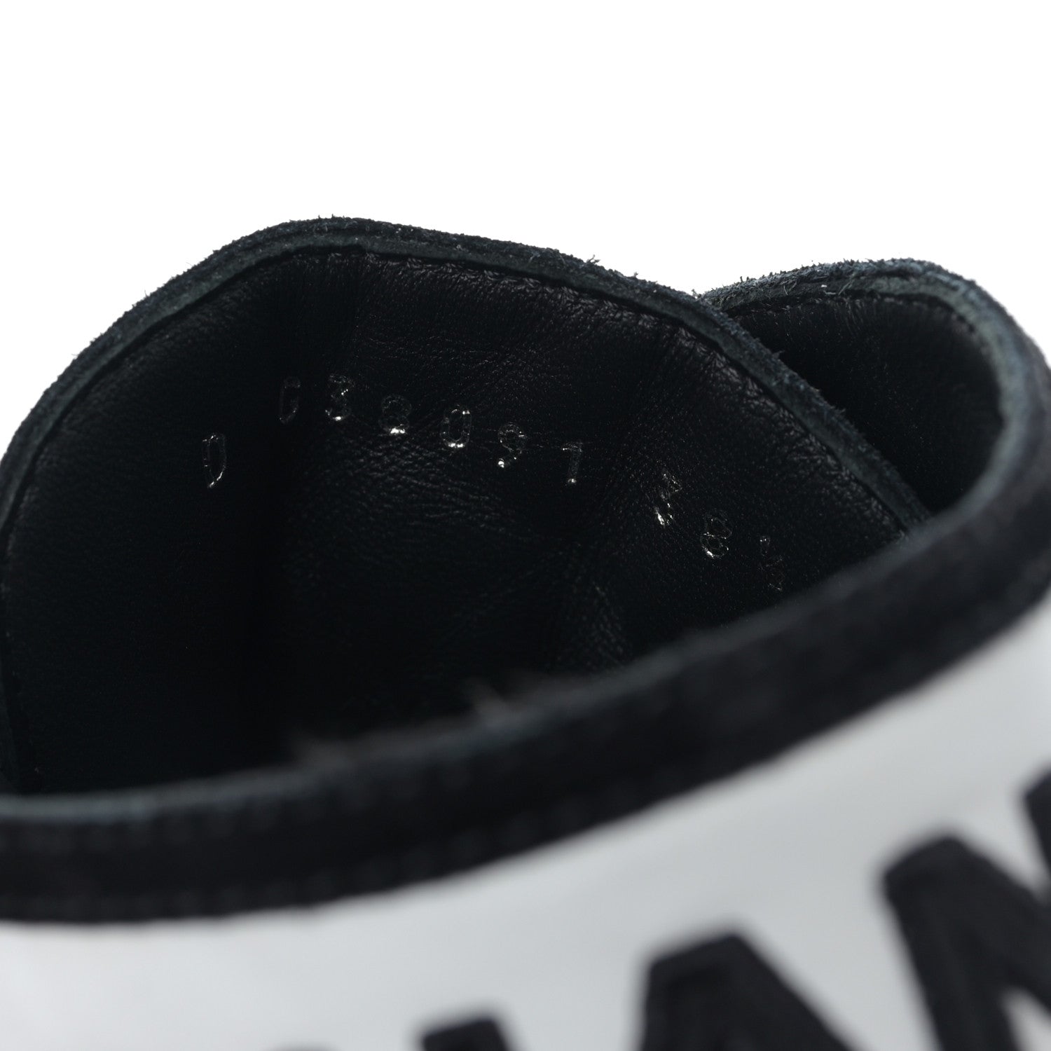 Chanel Fabric Suede Kidskin Grosgrain Lace Up Cap Toe Sneakers 38.5 Black White 8 of 8