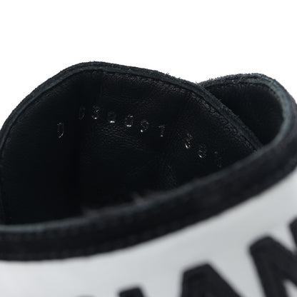 Chanel Fabric Suede Kidskin Grosgrain Lace Up Cap Toe Sneakers 38.5 Black White 8 of 8