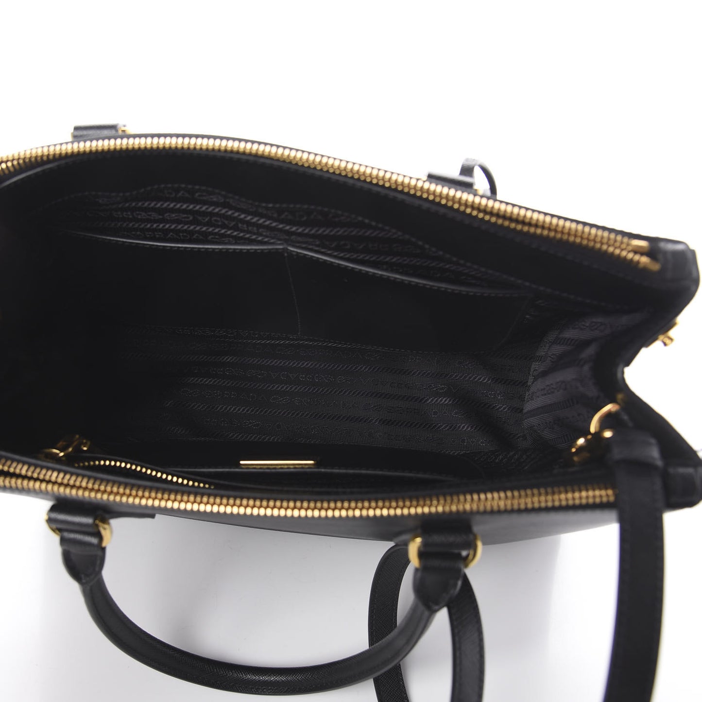 Saffiano Lux Large Galleria Double Zip Tote Black