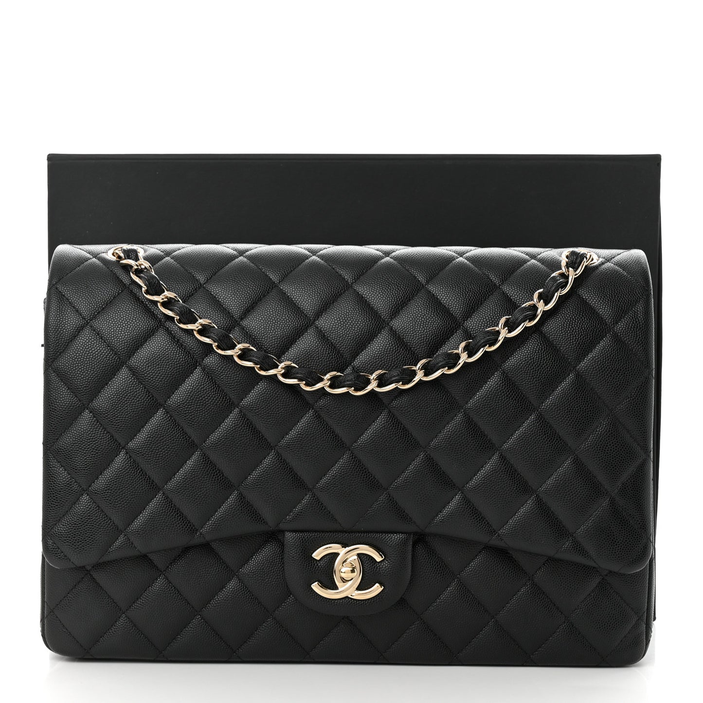 Caviar Quilted Maxi Double Flap Black