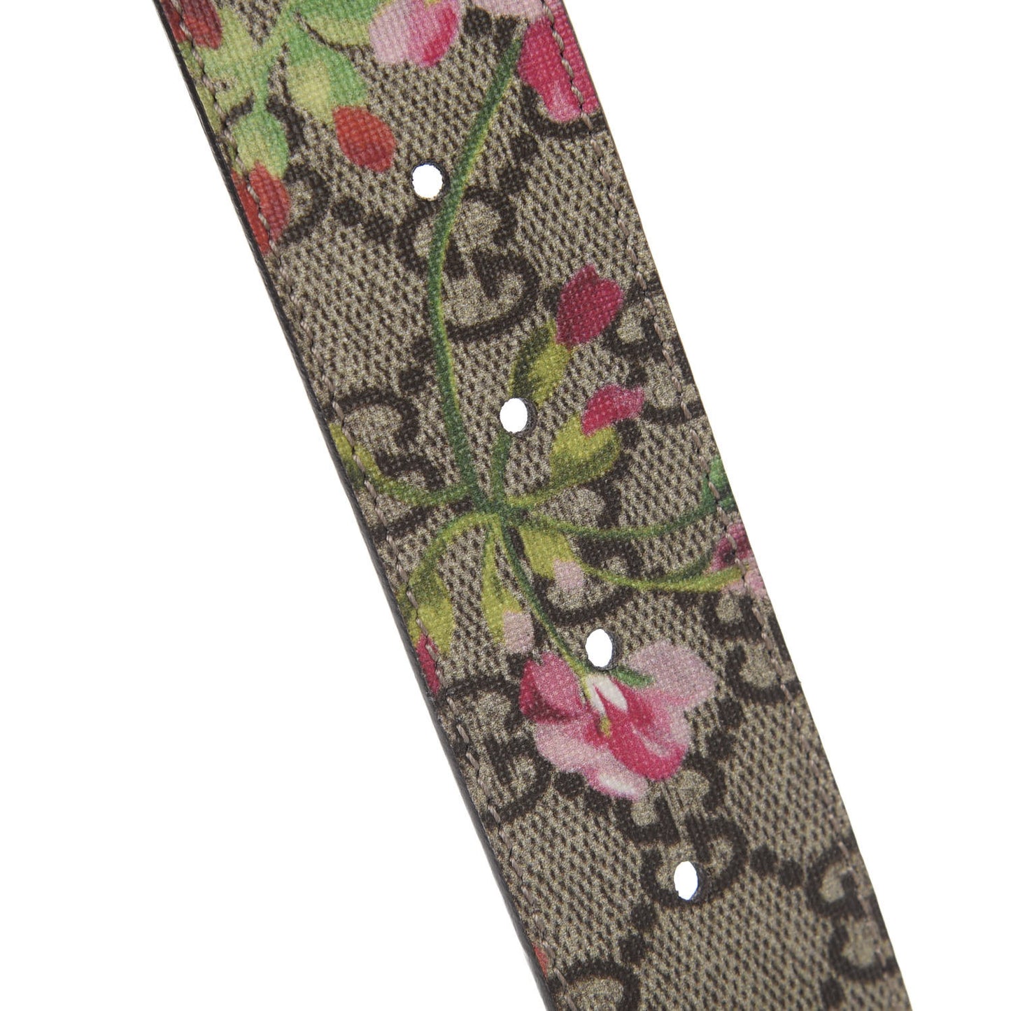 GG Supreme Monogram Blooms Moon Calfskin Interlocking G 37mm Belt 95 38 Beige Ebony Multicolor Dry Rose