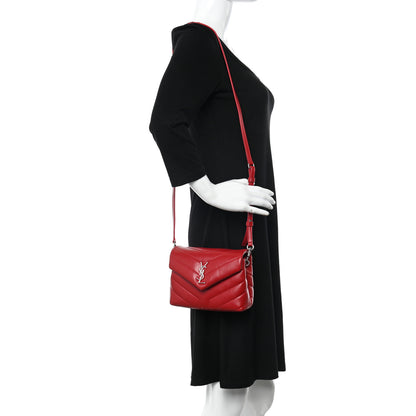 Saint Laurent Calfskin Y Quilted Monogram Toy Loulou Crossbody Bag Rouge Eros 2 of 12