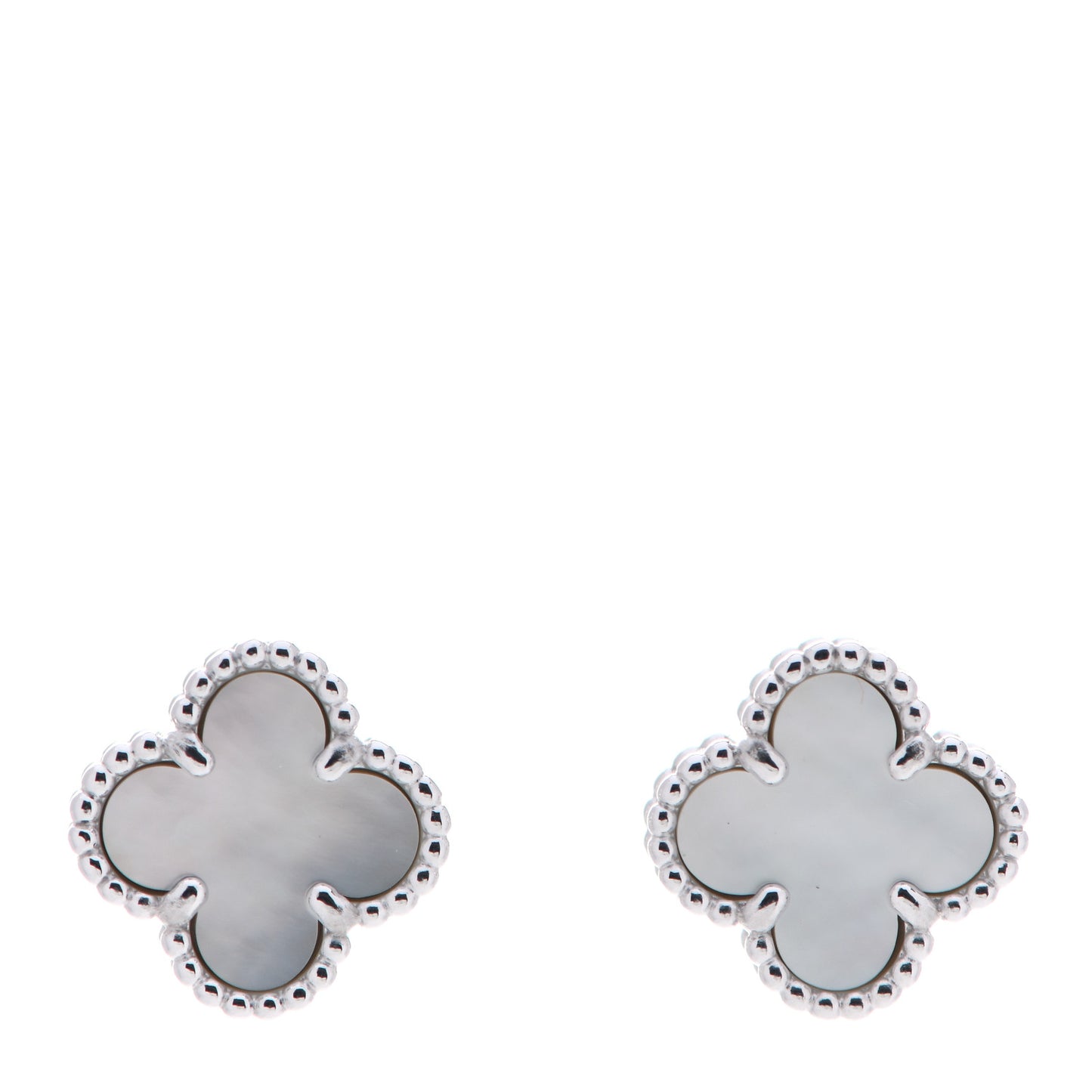 18K White Gold Mother of Pearl Sweet Alhambra Earrings