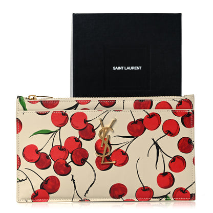Saint Laurent Calfskin Monogram Cherry Print Zip Bill Pouch 11 of 11
