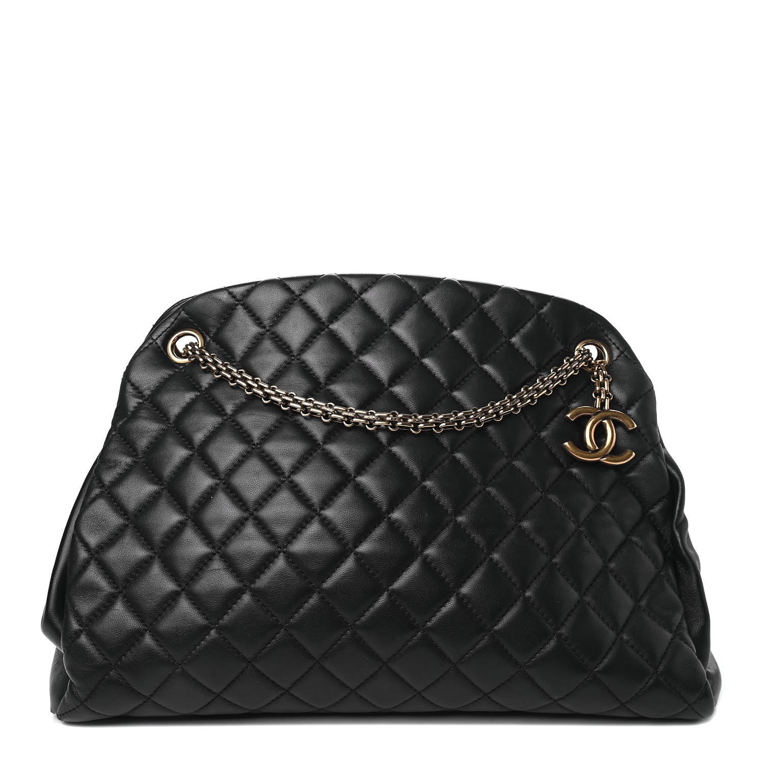 Chanel Lambskin Quilted Large Just Mademoiselle Bowling Bag Black 1 of 6