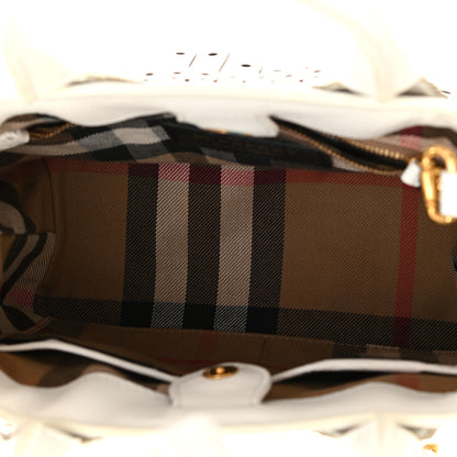 Burberry Calfskin Broguing Small Banner Tote White 5 of 12
