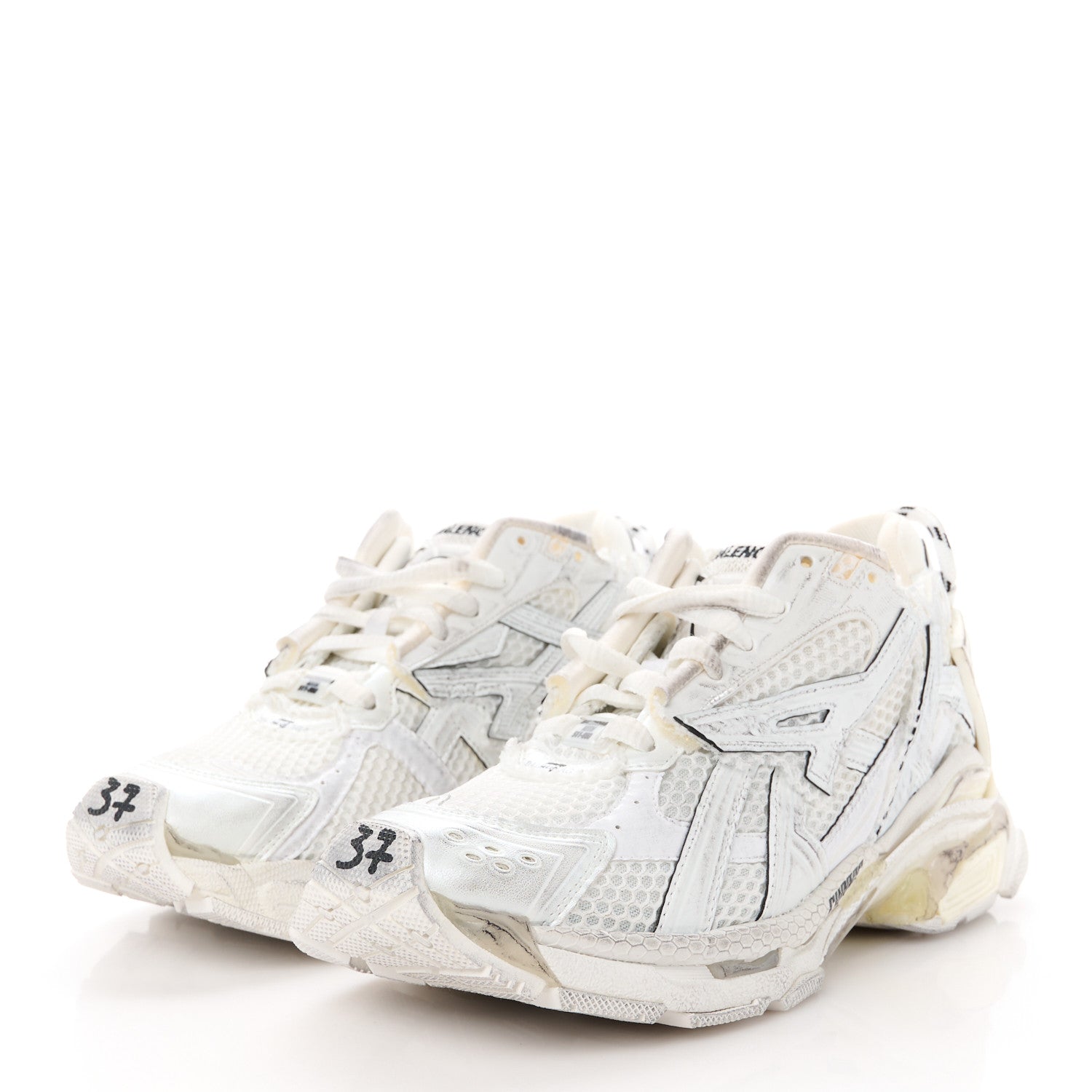 Balenciaga Mesh Rubber Monocolor Womens Runner Sneakers 37 White 3 of 10