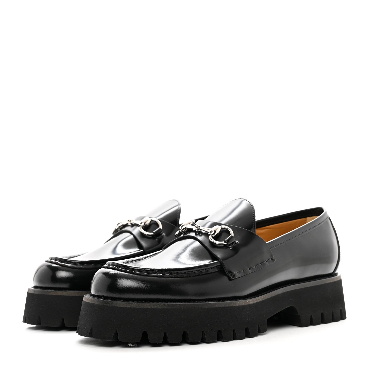 Gucci Cordovan Lux Womens Horsebit 45mm Platform Loafers 41 Black 3 of 9