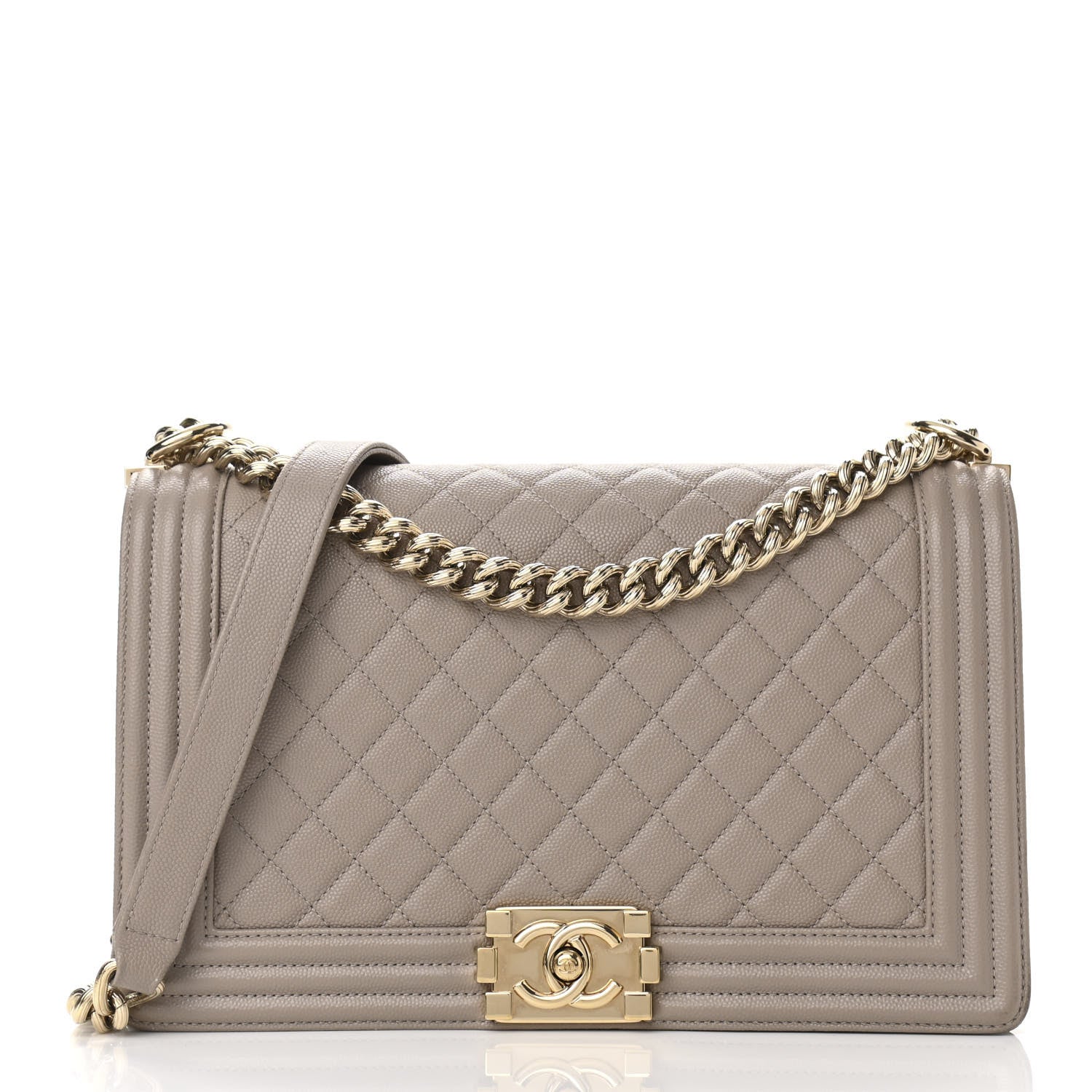 Chanel Caviar Quilted New Medium Boy Flap Dark Beige 1 of 10
