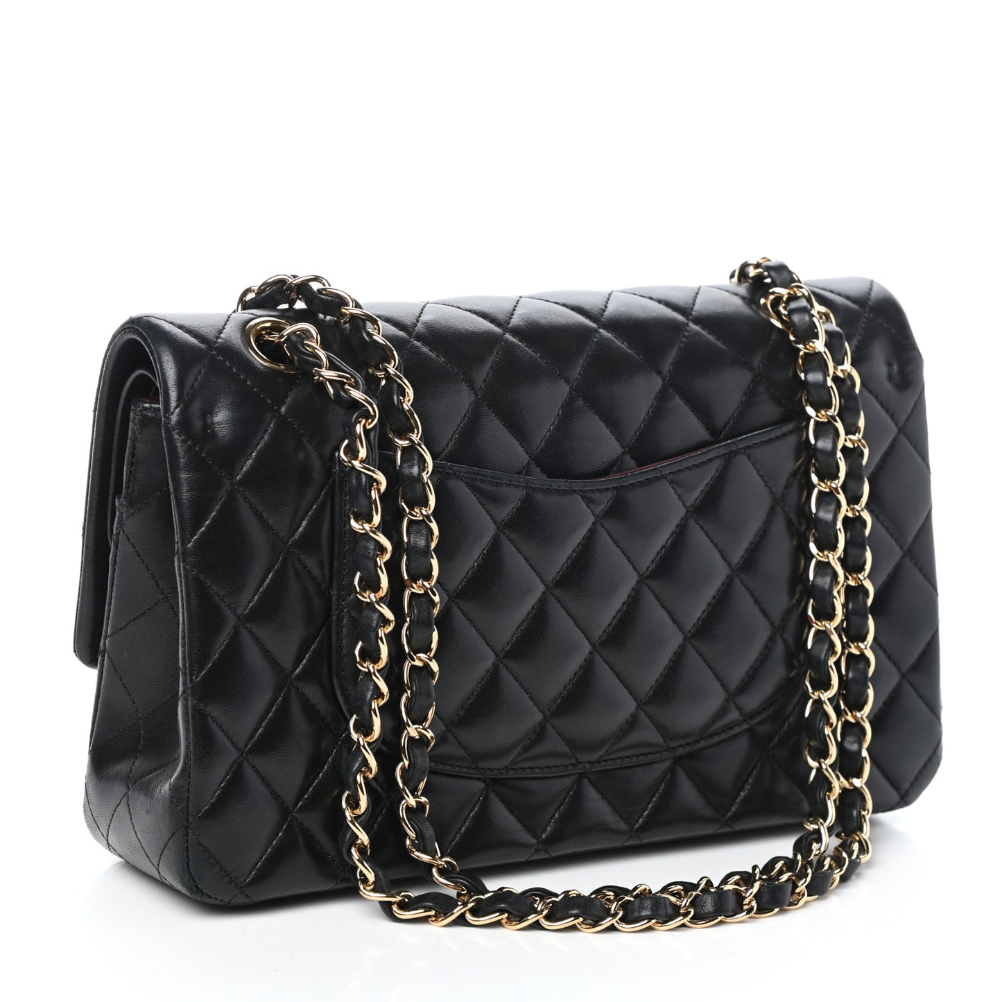 Lambskin Quilted Medium Double Flap Black