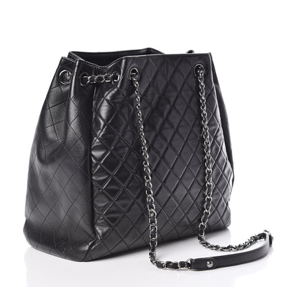 Chanel Lambskin Quilted Large Drawstring Shoulder Bag Black 3 of 10