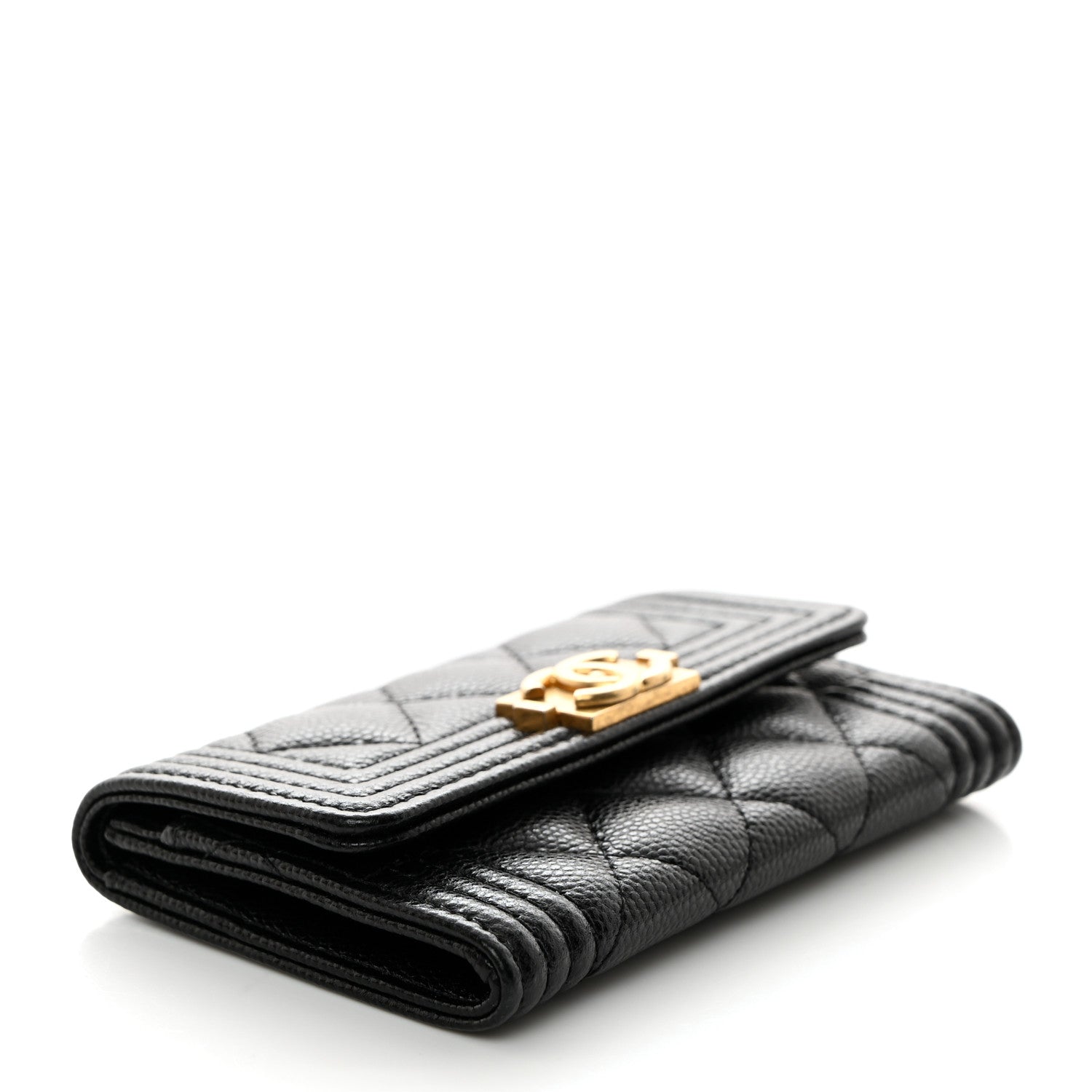 Chanel Caviar Quilted Boy Flap Card Holder Black 4 of 9