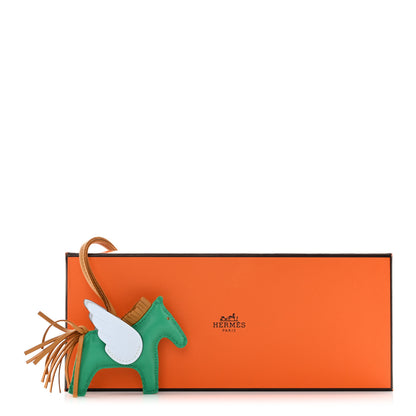 Hermes Milo Lambskin Grigri Rodeo Pegase Horse Bag Charm PM Menthe Sesame Bleu Brume 5 of 5