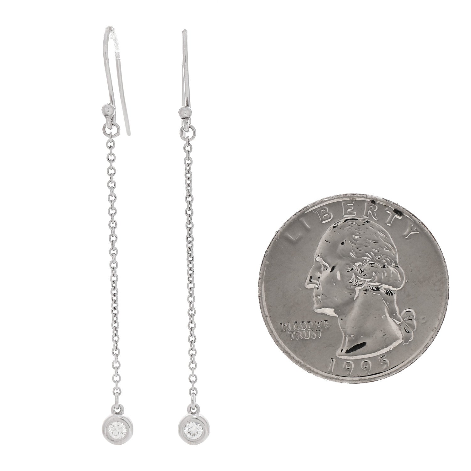 Tiffany Sterling Silver Diamond .10ct Elsa Peretti Diamonds by the Yard Drop Earrings 2 of 4