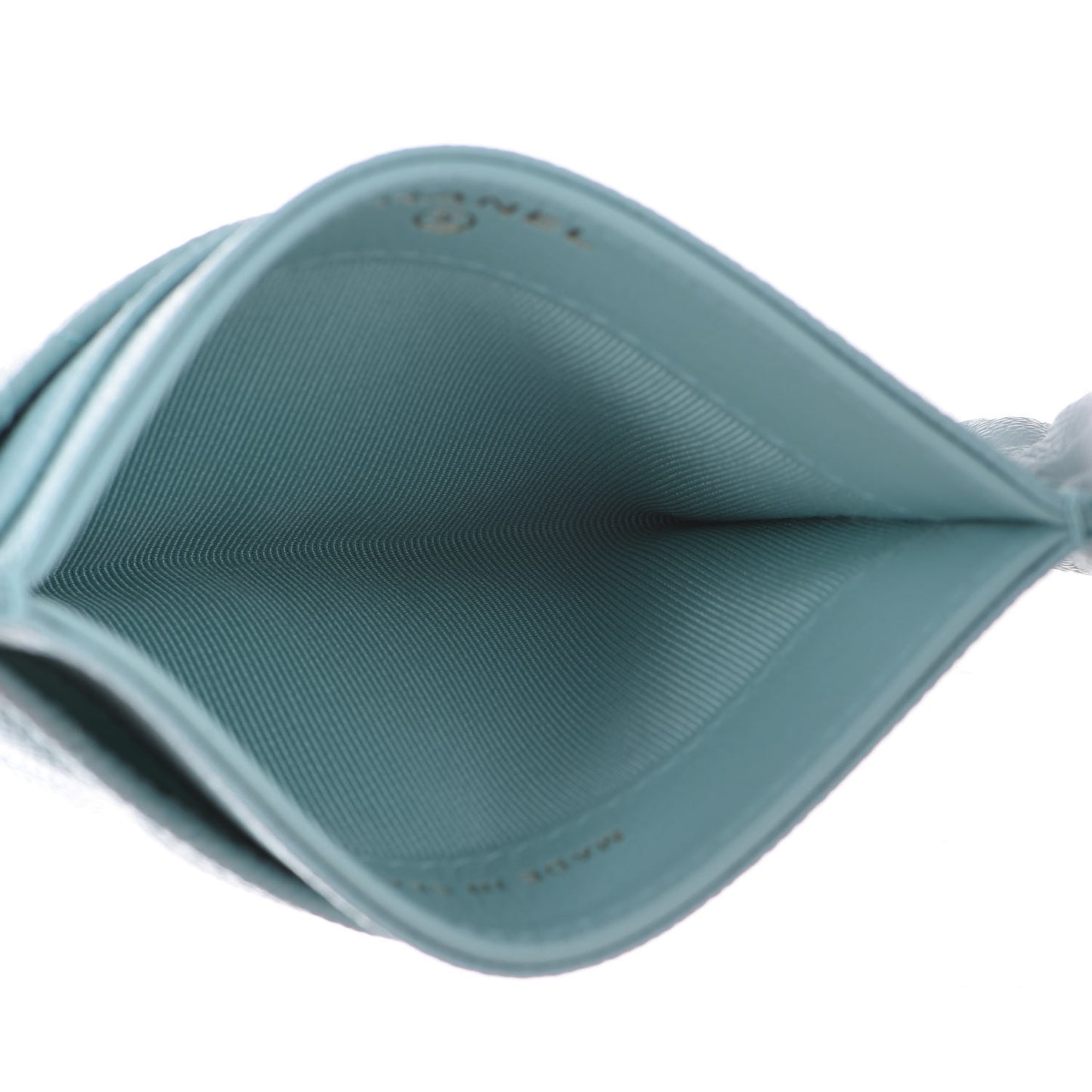 Caviar Quilted Card Holder Light Blue