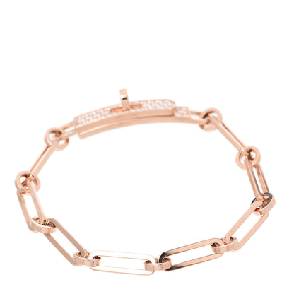 Hermes 18K Rose Gold Diamond Pave PM Kelly Chaine Bracelet ST 3 of 6