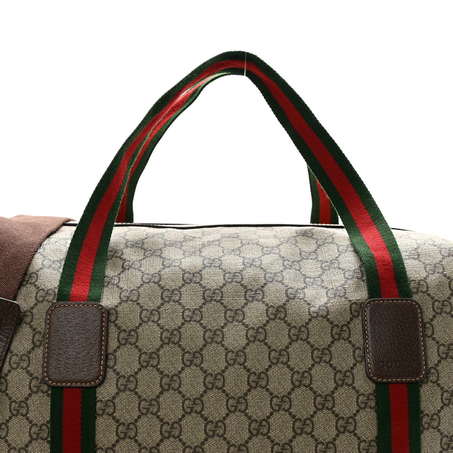 GG Supreme Monogram Web Medium Duffle Bag Brown