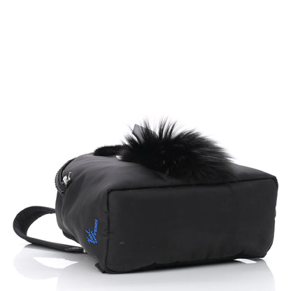 Fendi Nylon Vitello Century Mink Fox Goat Fur Studded Karlito Backpack Black Multicolor 4 of 17
