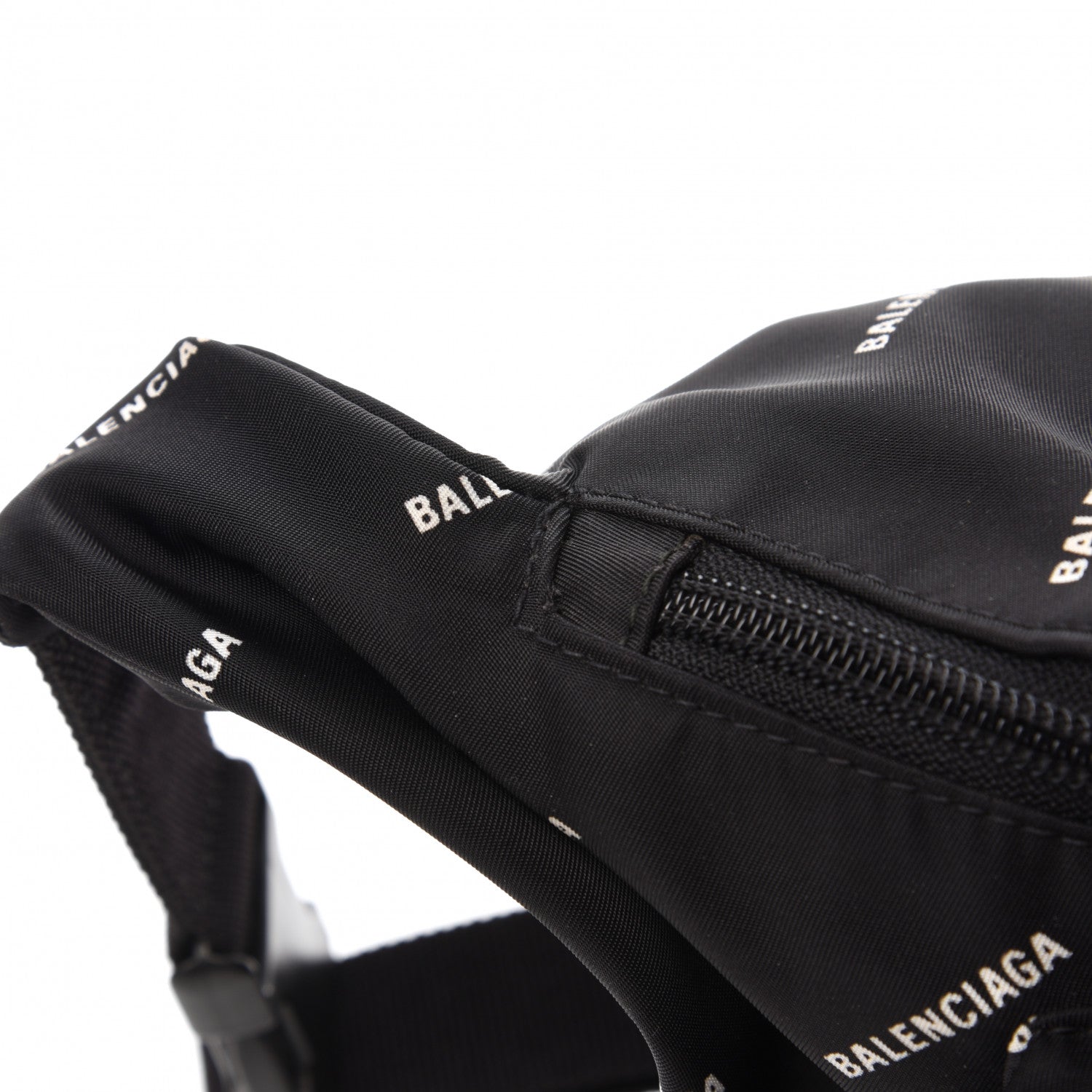 Balenciaga Twill Nylon Allover Logo Explorer Beltpack Black White 12 of 14