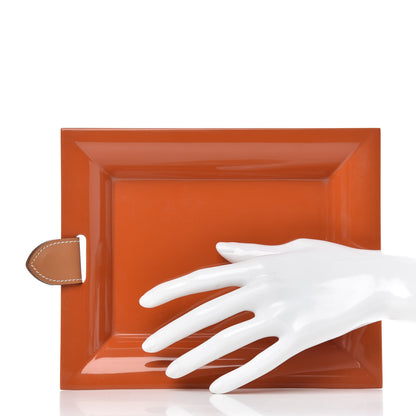 Hermes Lacquered Wood Chamonix Chakor PM Change Tray Orange 2 of 6