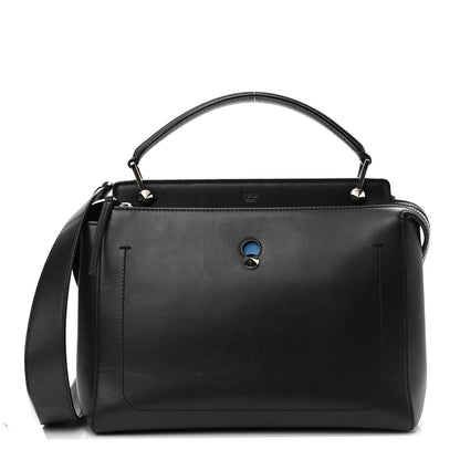 Fendi Vitello Baltico Dolce DotCom Satchel Black Blue Royal 1 of 14