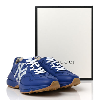 Gucci X MLB Calfskin NY Yankees Mens Rhyton Sneakers 10 Electric Blue 9 of 9