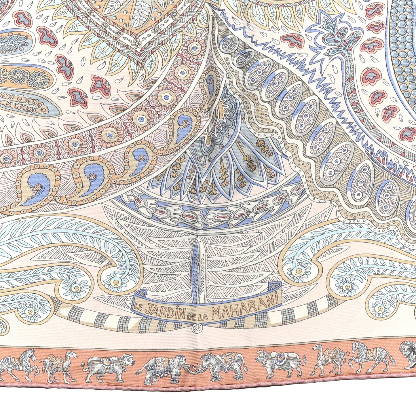 Silk Le Jardin De La Maharani Scarf 90 Rose Pale Aqua Poudre