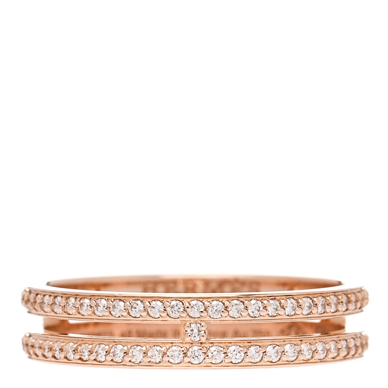 Hermes 18K Rose Gold Diamond Ariane Wedding Band Ring 48 4.5 1 of 5