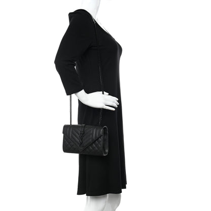Saint Laurent Grain De Poudre Textured Mixed Matelasse Triquilt Small Monogram Monochrome Satchel Black 2 of 9