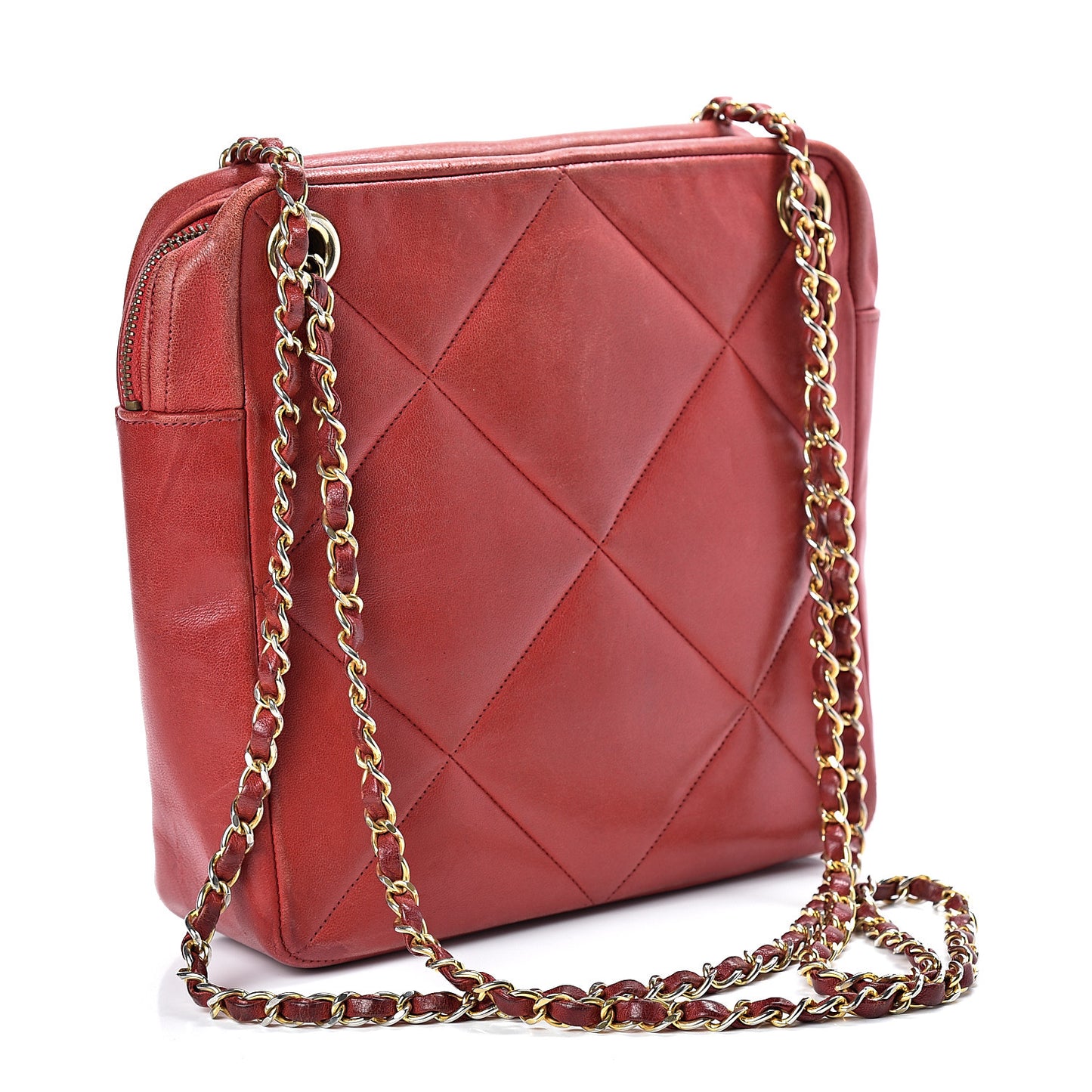 Lambskin Quilted Crossbody Red