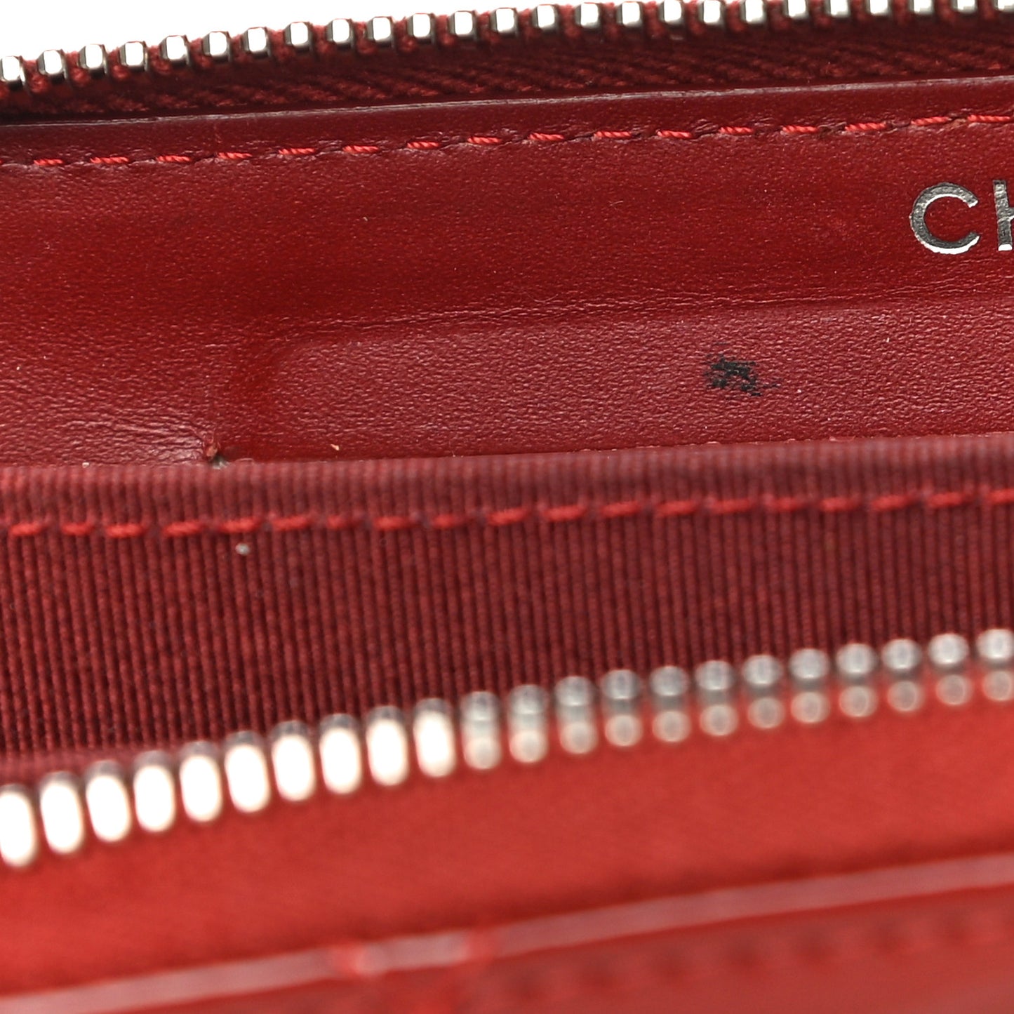 Patent Quilted Large Gusset Zip Around Wallet Red