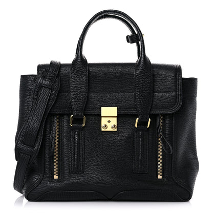 3.1 Phillip Lim Textured Calfskin Medium Pashli Satchel Black 1 of 15