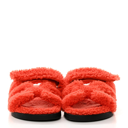 Hermes Woolskin Womens Chypre Sandals 35 Orange 2 of 11