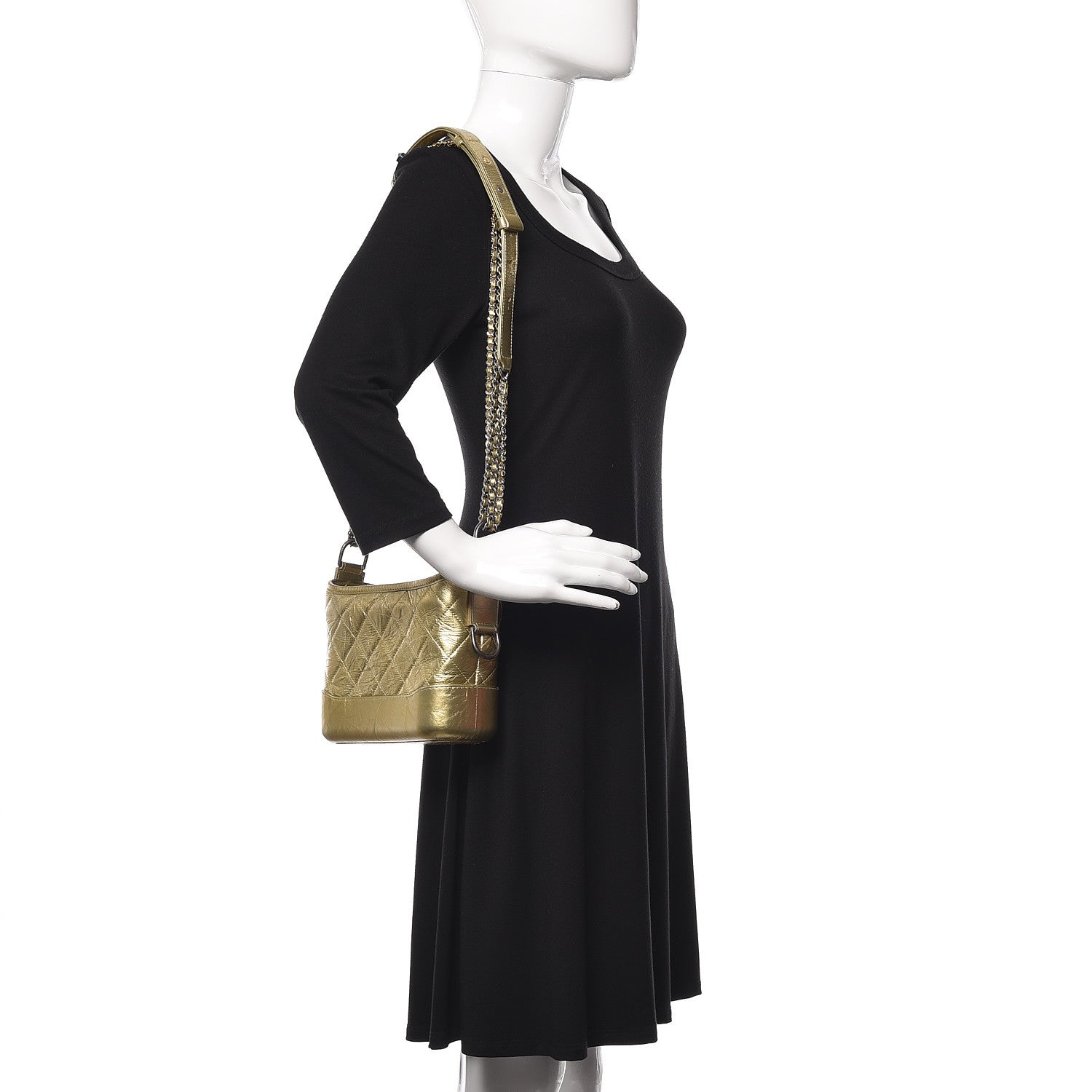 Chanel Metallic Aged Calfskin Quilted Small Gabrielle Hobo Gold 2 of 11