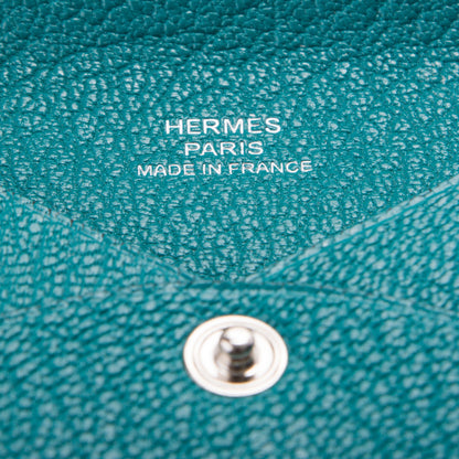 Hermes Chevre Mysore Calvi Card Case Bleu Paon 4 of 6