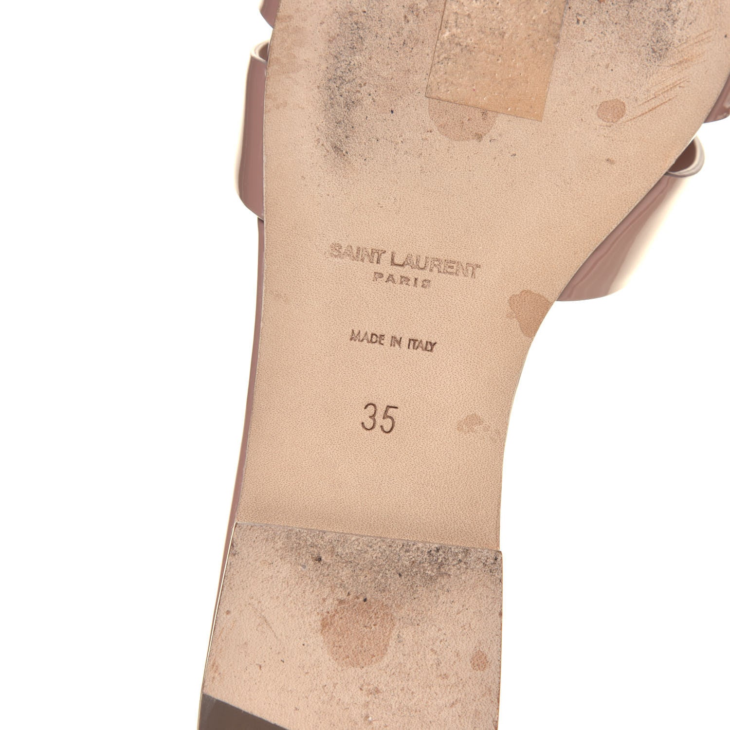 Saint Laurent Patent Calfskin Nu Pied 05 Slide Sandals 35 Nude 6 of 7