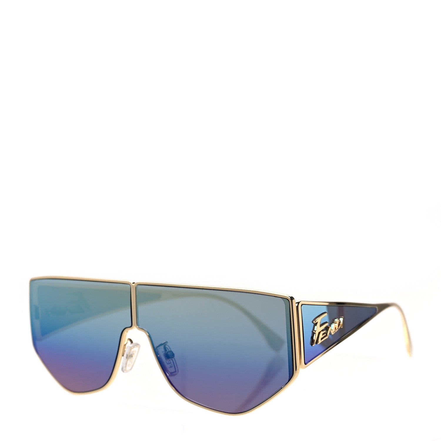 Fendi Metal Disco Geometric Sunglasses FE 40051/U Gold Blue Mirror 1 of 6