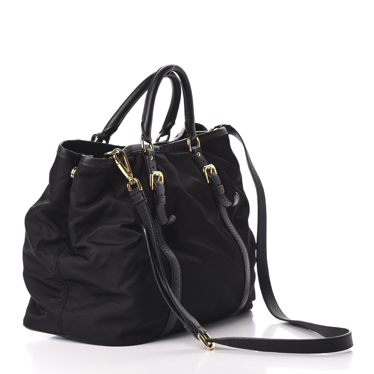 Tessuto Nylon Vitello Daino Tote Black