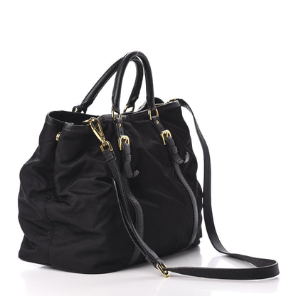 Prada Tessuto Nylon Vitello Daino Tote Black 3 of 9