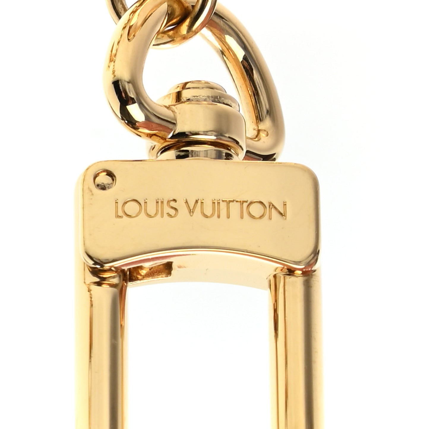 Brass Enamel Fleur De Monogram Bag Charm Chain Gold