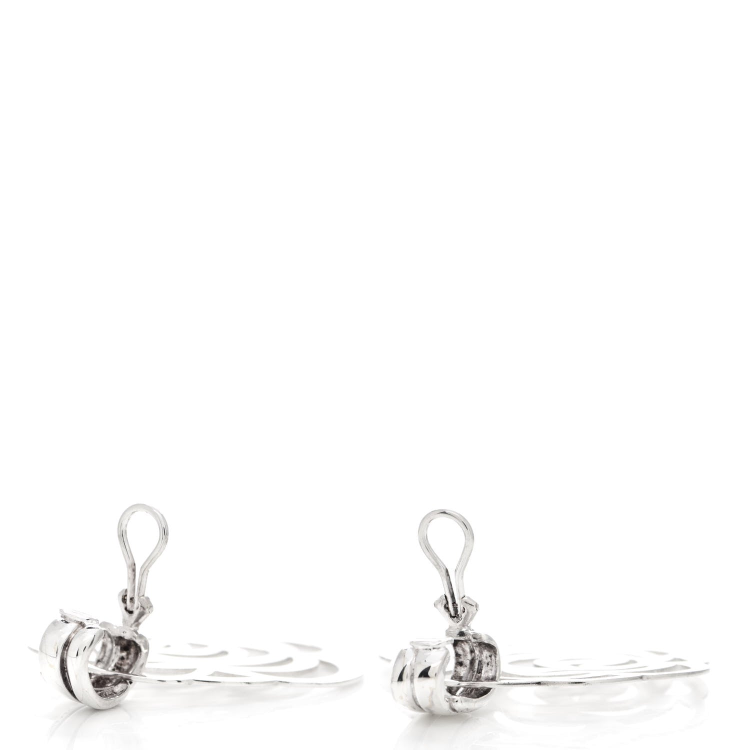 Chanel Sterling Silver Camellia Clip On Earrings 3 of 8